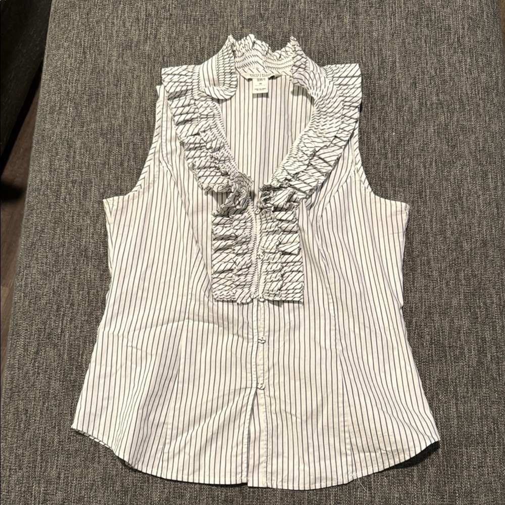 White House Black Market Ruffled Bib Collar Blouse